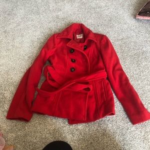 Old navy red pea coat jacket